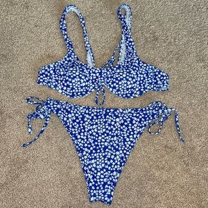 Floral Royal Blue Bikini